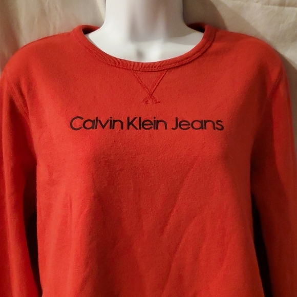 VTG 2000's Calvin Klein Jeans red sweatshirt sz L - Picture 2 of 12